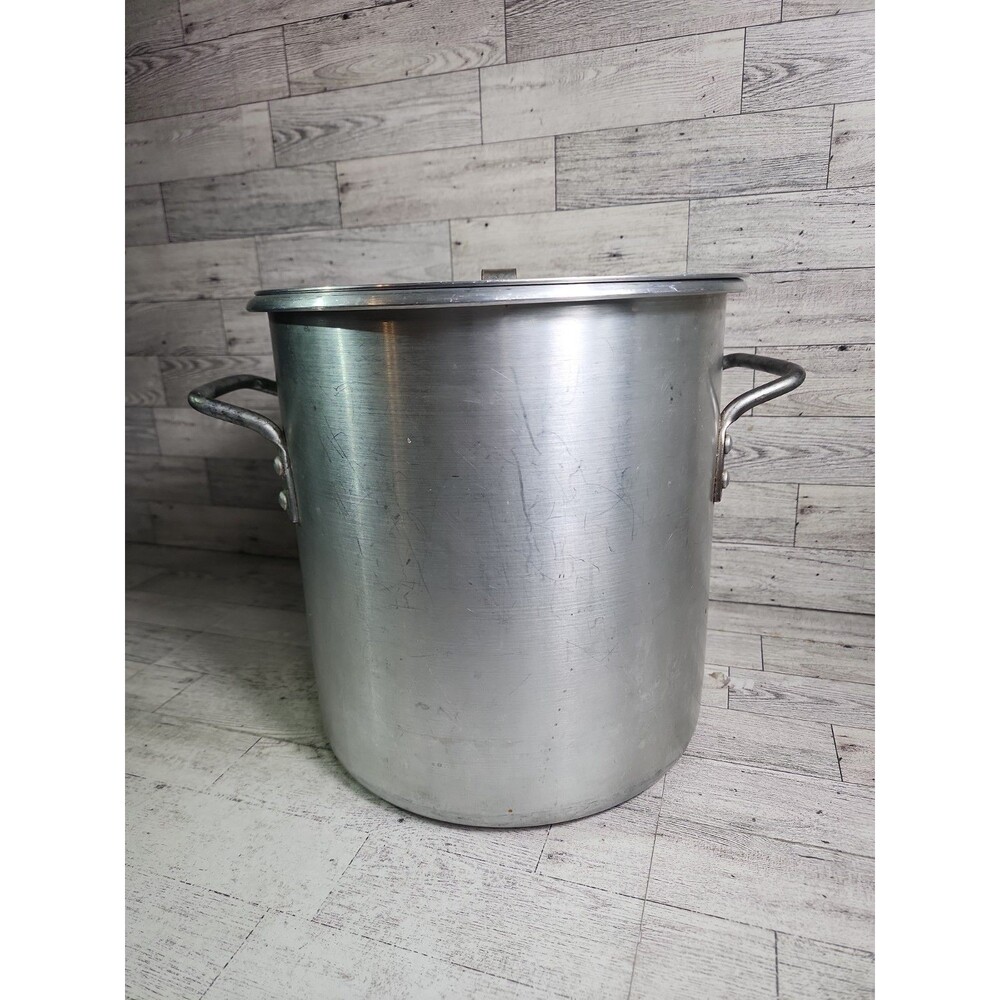 Vintage Dura-Ware 14 Quart Aluminum Stock Pot w/ Lid & Handles Commercial